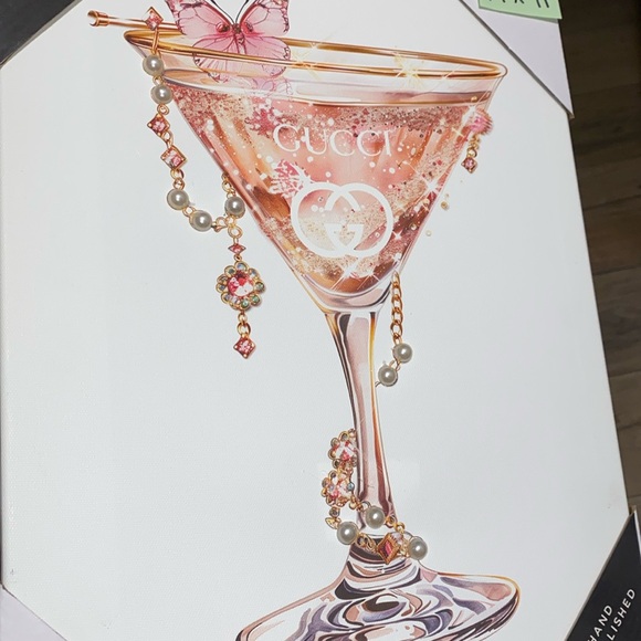 GG Wine Glass with Pearls Wall Art - Picture 3 of 4